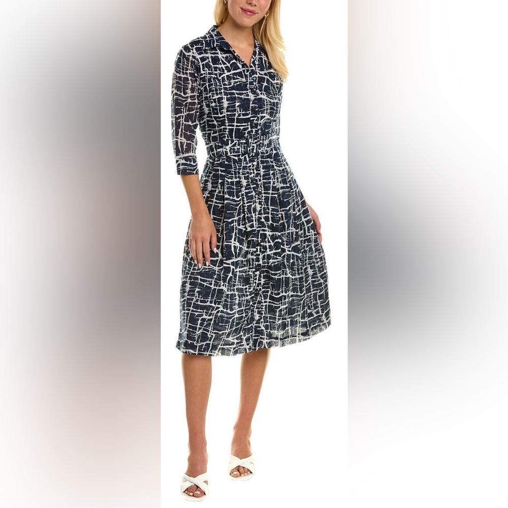 Samantha Sung Indigo and White Dress, Size 10